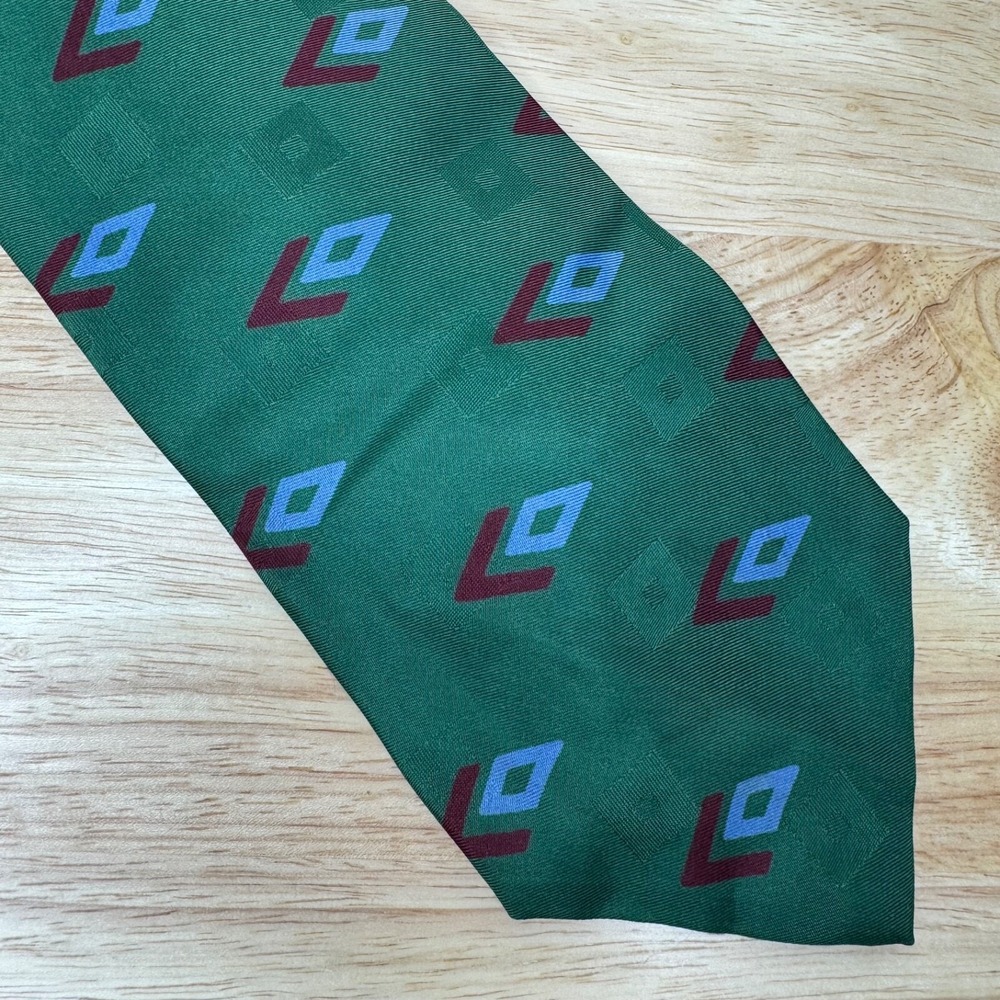 Vintage POLO RALPH LAUREN Handmade USA 100% Silk Tie Green Geometric Irregular